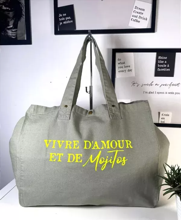 Sac fourre-tout Vert-sauge "Mojitos"