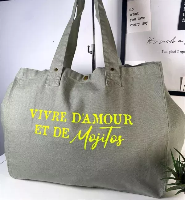 Sac fourre-tout Vert-sauge "Mojitos"