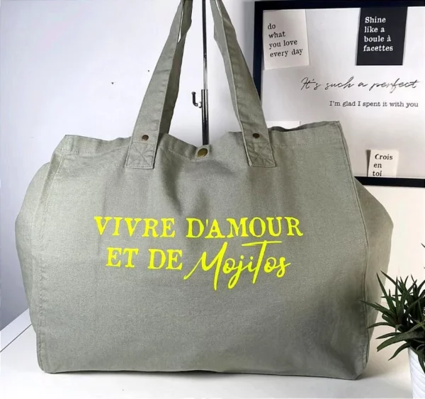 Sac fourre-tout Vert-sauge "Mojitos"