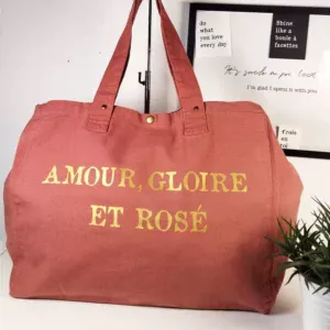 Sac fourre-tout Rose poudré "Amour, Gloire et Rosé"