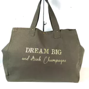 Sac fourre-tout Kombu Green avec flocage 3dream Big and drink champagne" en or pailletté