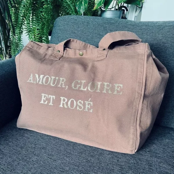 Sac fourre-tout "Amour, Gloire et Rosé" Kaki, Santal ou Rose – Image 9