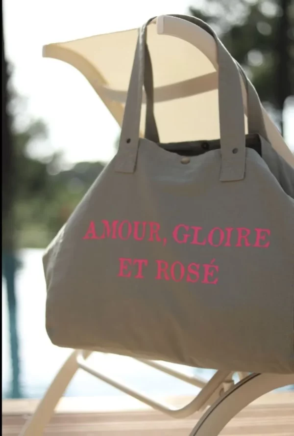 Sac fourre-tout Vert-Sauge "Amour Gloire & Rosé"