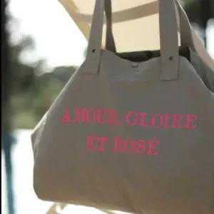 Sac fourre-tout Vert-Sauge "Amour Gloire & Rosé"